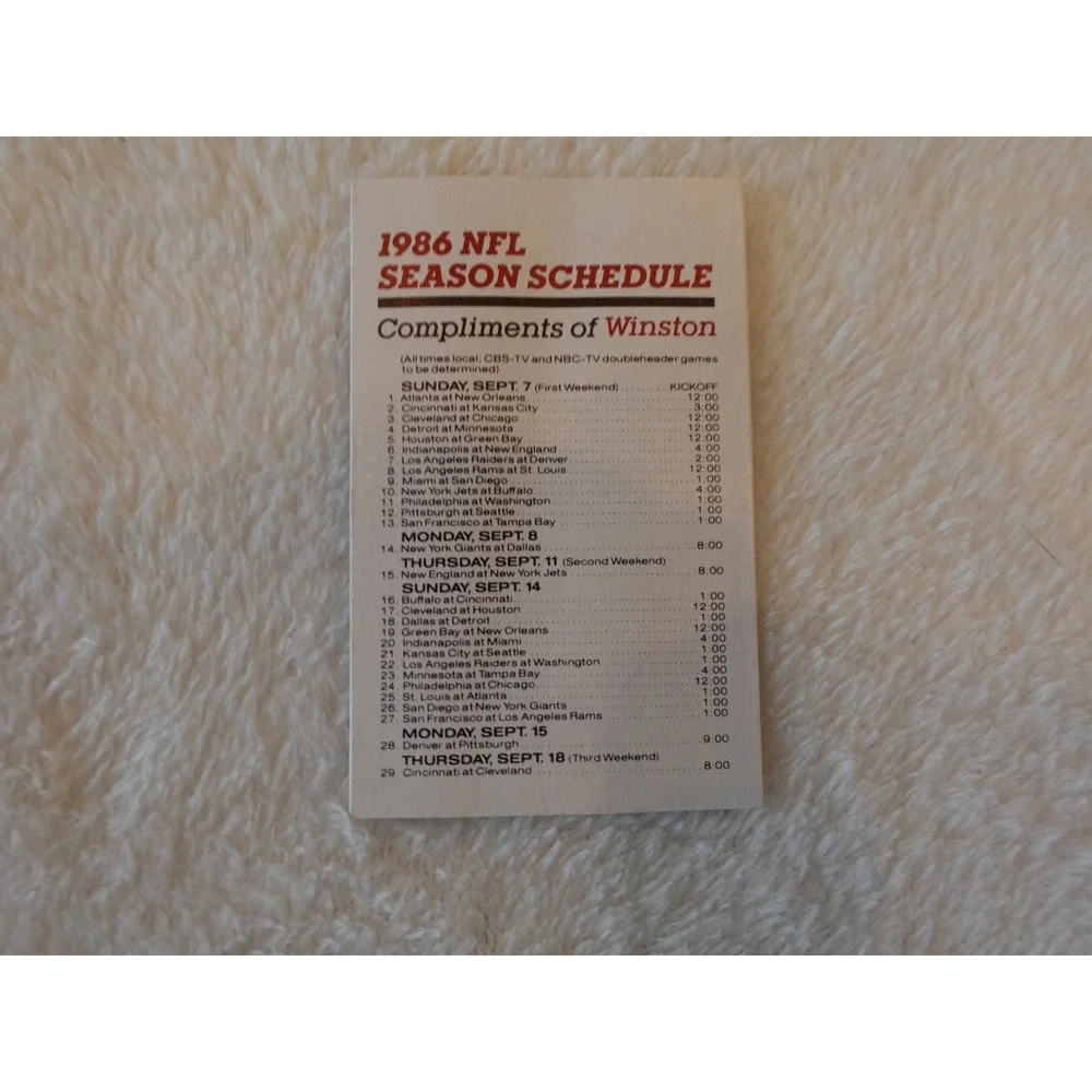 ORIGINAL 1986‎ NFL Dallas Cowboys Winston Cigarette Promo Schedule + Duffle Bag
